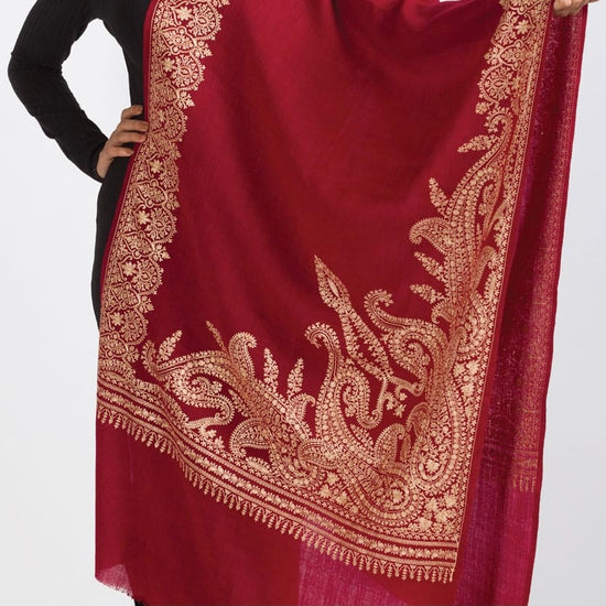 Image Title Durga Embroidered Wool Shawl